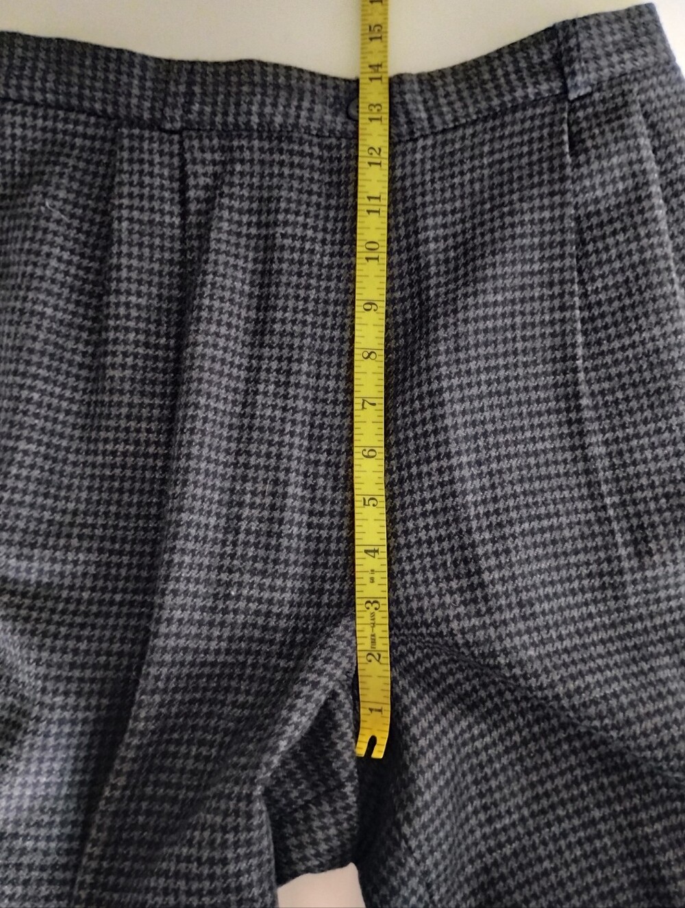 Talbots Vintage Wool Pleat Front Trousers Navy Blue Gray Houndstooth Size 14 Pet - Picture 15 of 16